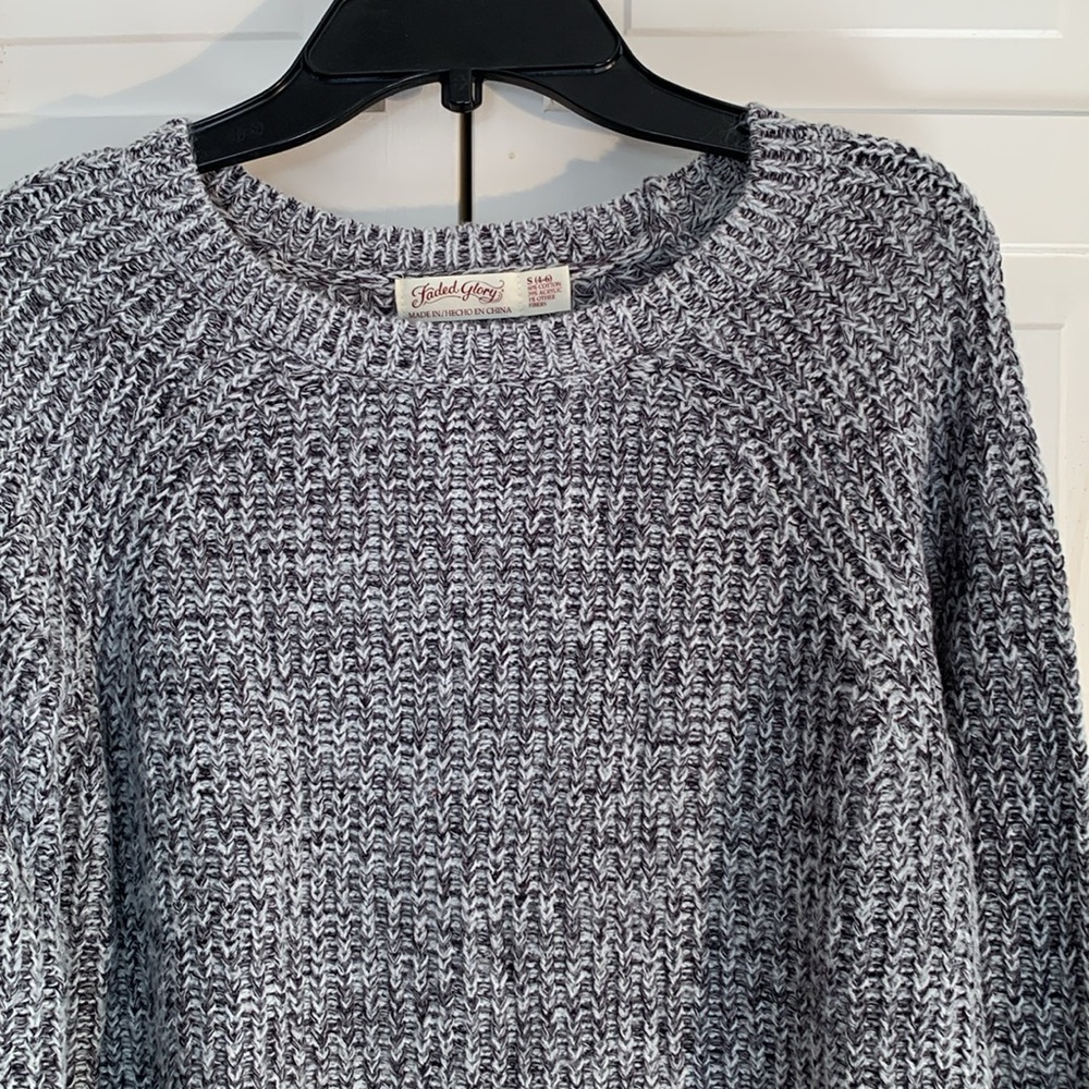 Faded Glory Gray Marl Crew & Scoop Neck Sweater EUC